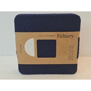 Feltory Navy Blue Vegan Felt Coasters 4 Pack Moisture Resistant Heat Protective